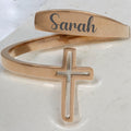 Adjustable Rose Gold Plated Engraved Ring with Cross