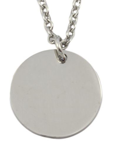 Personalized Stainless Steel Round Pendant and Chain