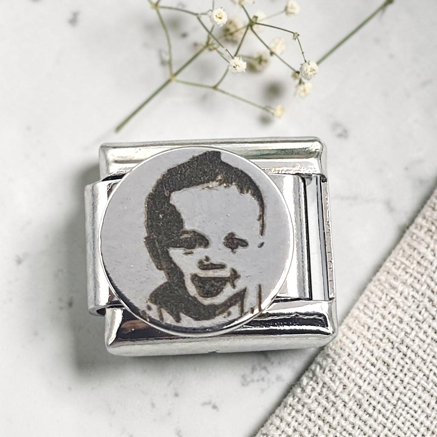 9mm Photo Engraved Round Disc Charm