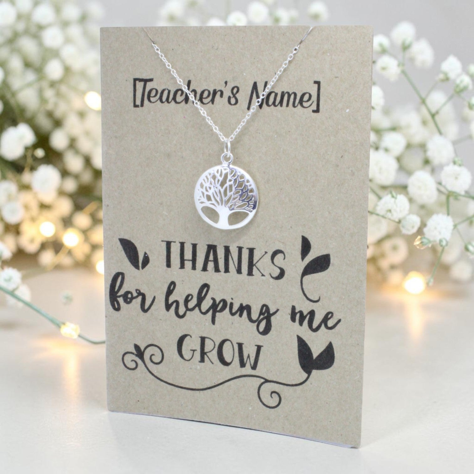 Round Tree Pendant & Chain - Card 59 (Click to personalize)
