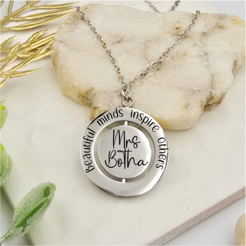 Custom Engraved Spinning Disc Pendant