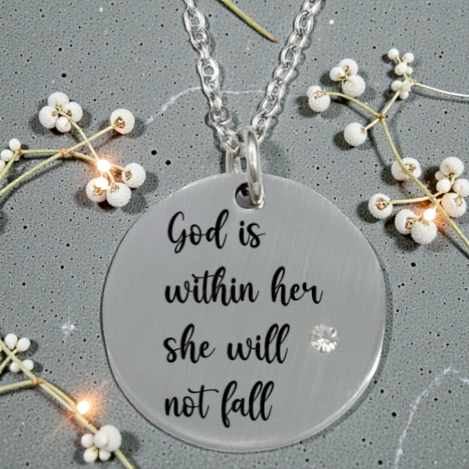 Personalized Round Disc Stone Necklace