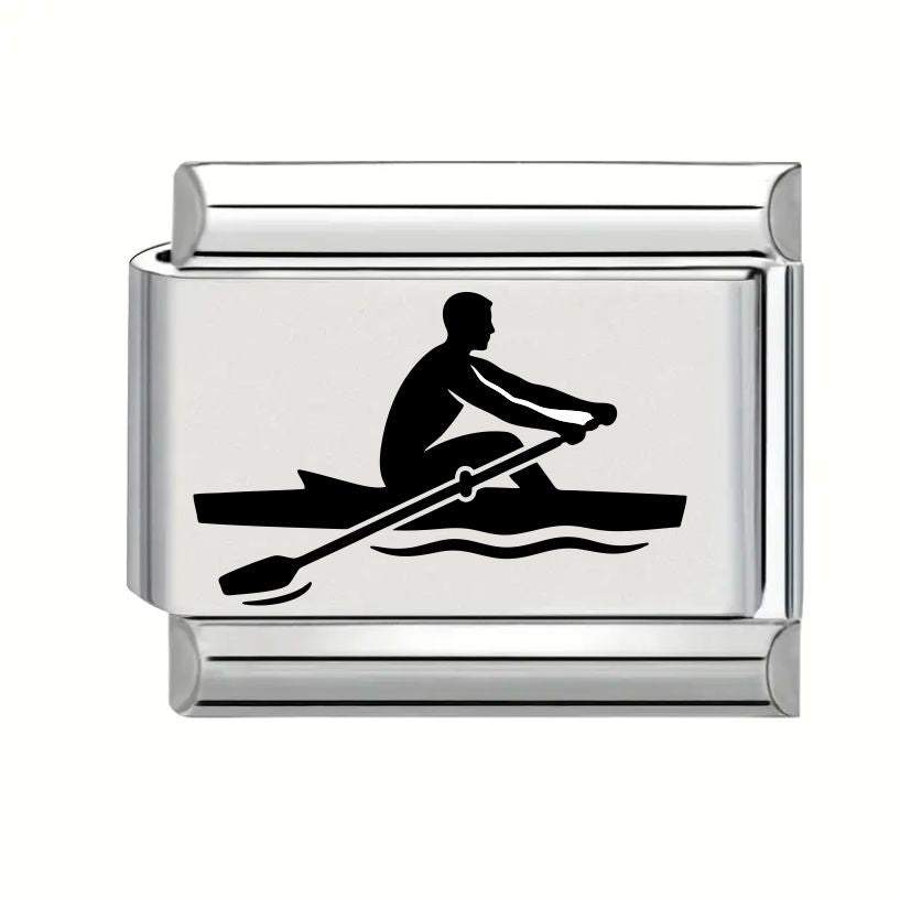 9mm Laser Engraved Charm - Rowing Men