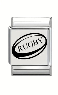 13mm Laser Engraved Charm - Rugby