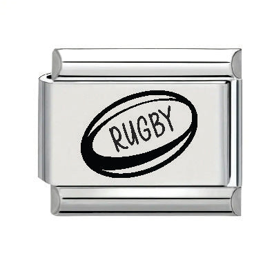 9mm Laser Italian Charm - Rugby