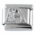 9mm Silver Letter A Charm