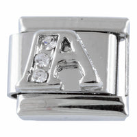 9mm Silver Letter A Charm