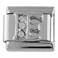 9mm Silver Letter E Charm
