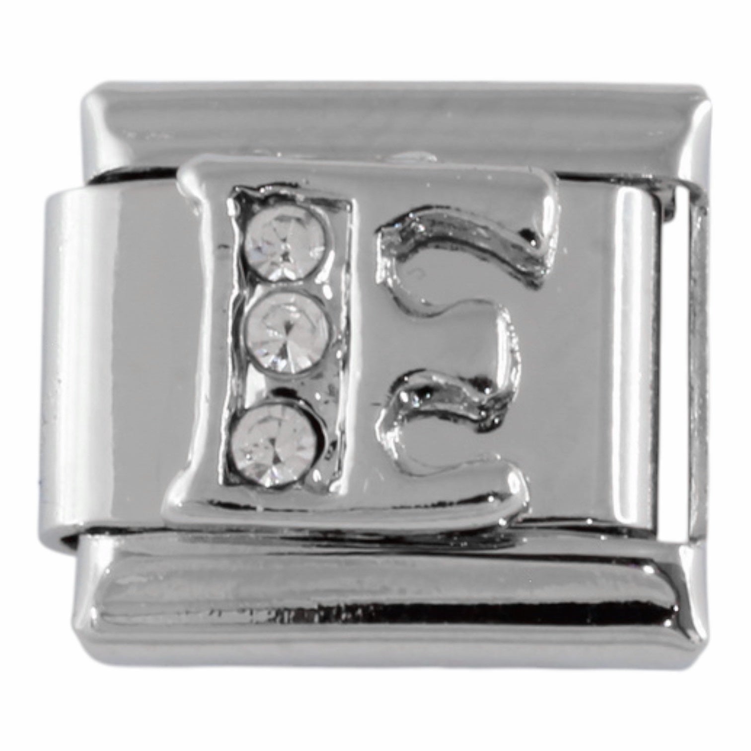 9mm Silver Letter E Charm