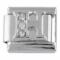 9mm Silver Letter H Charm