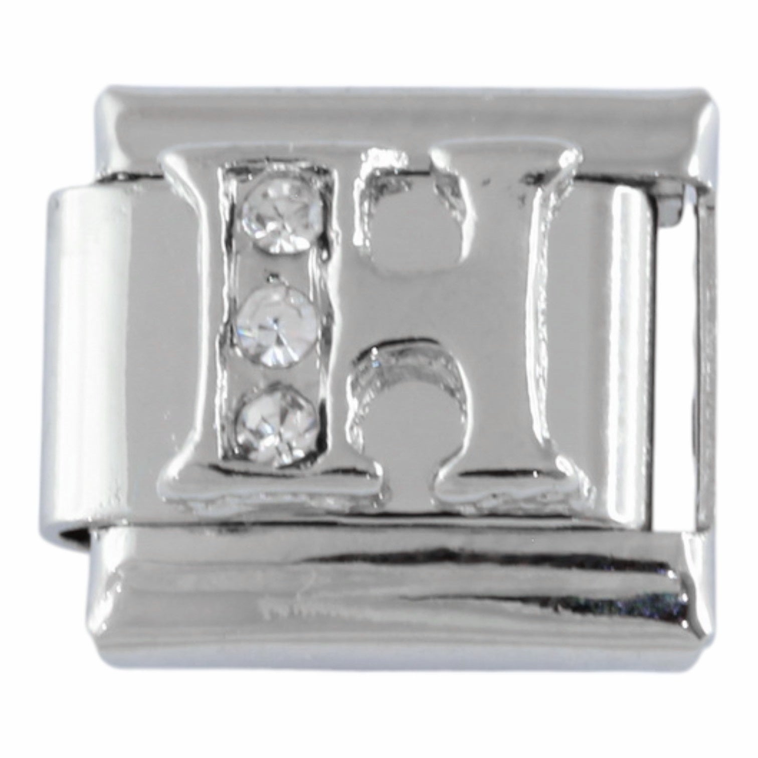 9mm Silver Letter H Charm