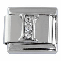 9mm Silver Letter I Charm