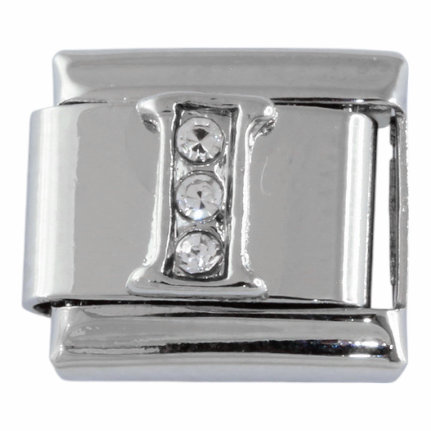 9mm Silver Letter I Charm