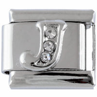 9mm Silver Letter J Charm
