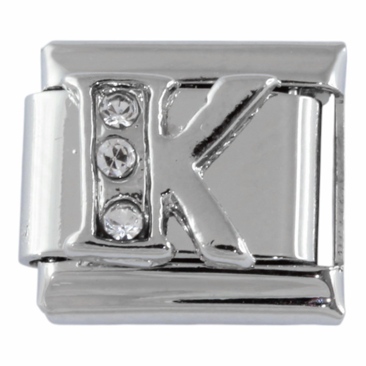 9mm Silver Letter K Charm