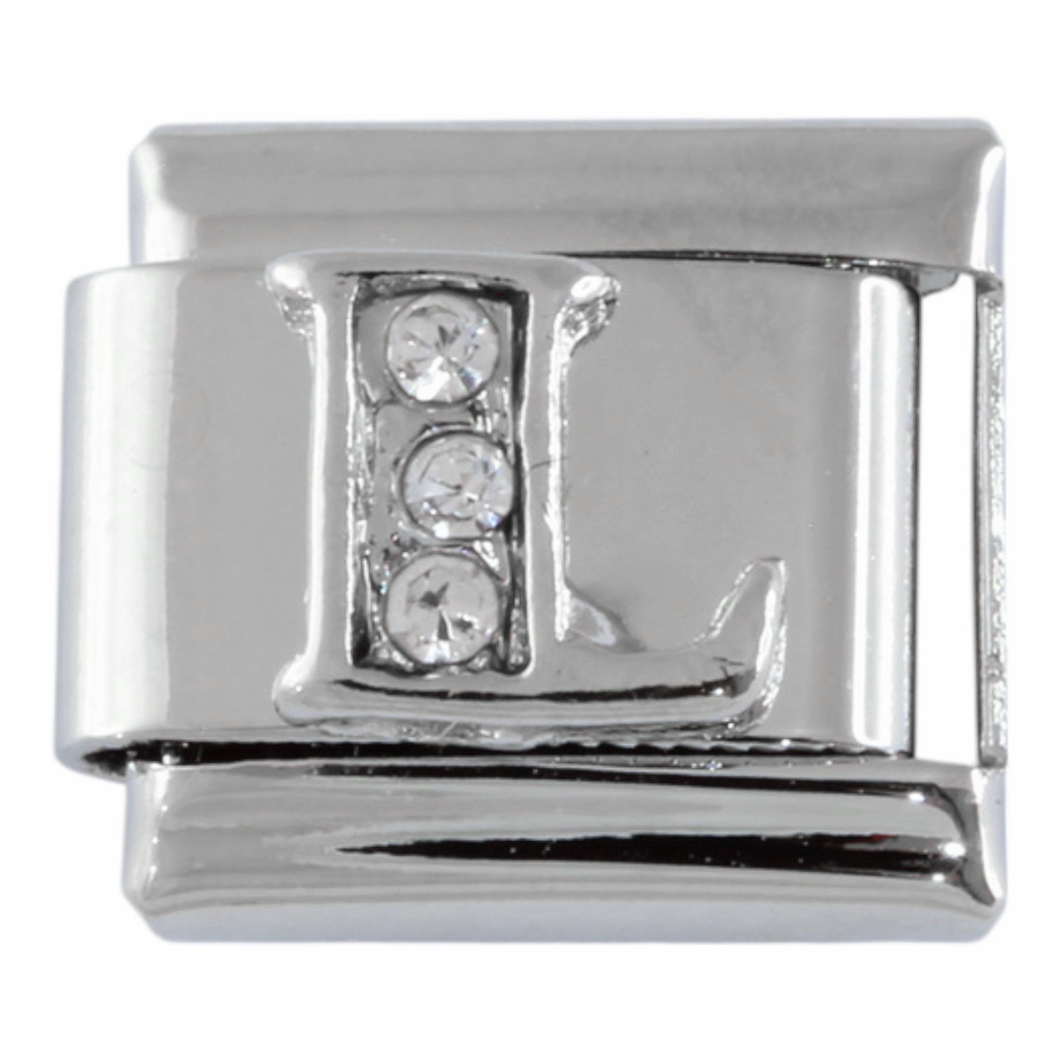 9mm Silver Letter L Charm