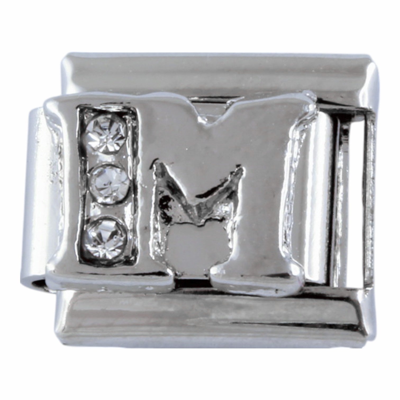 9mm Silver Letter M Charm