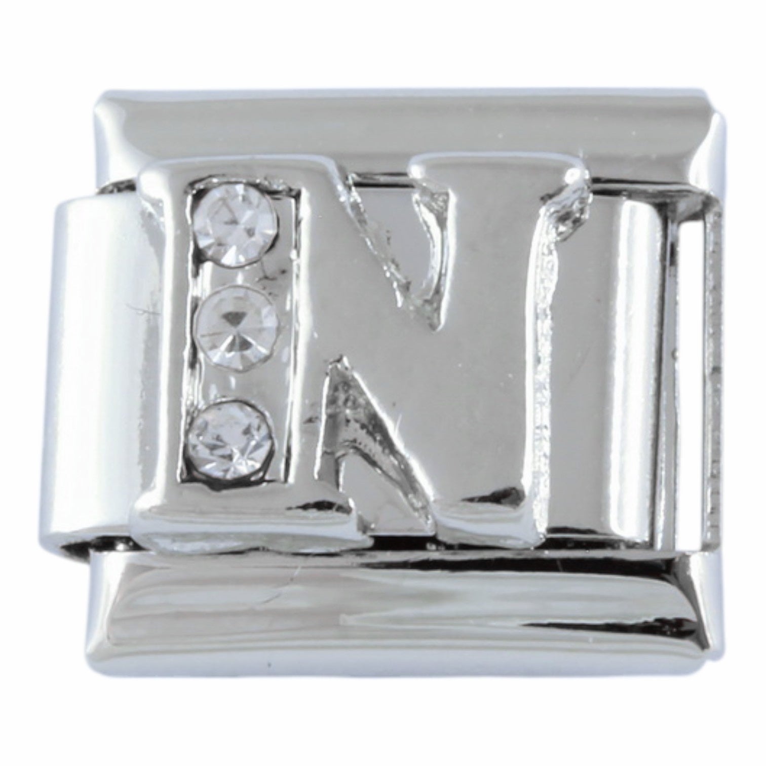 9mm Silver Letter N Charm