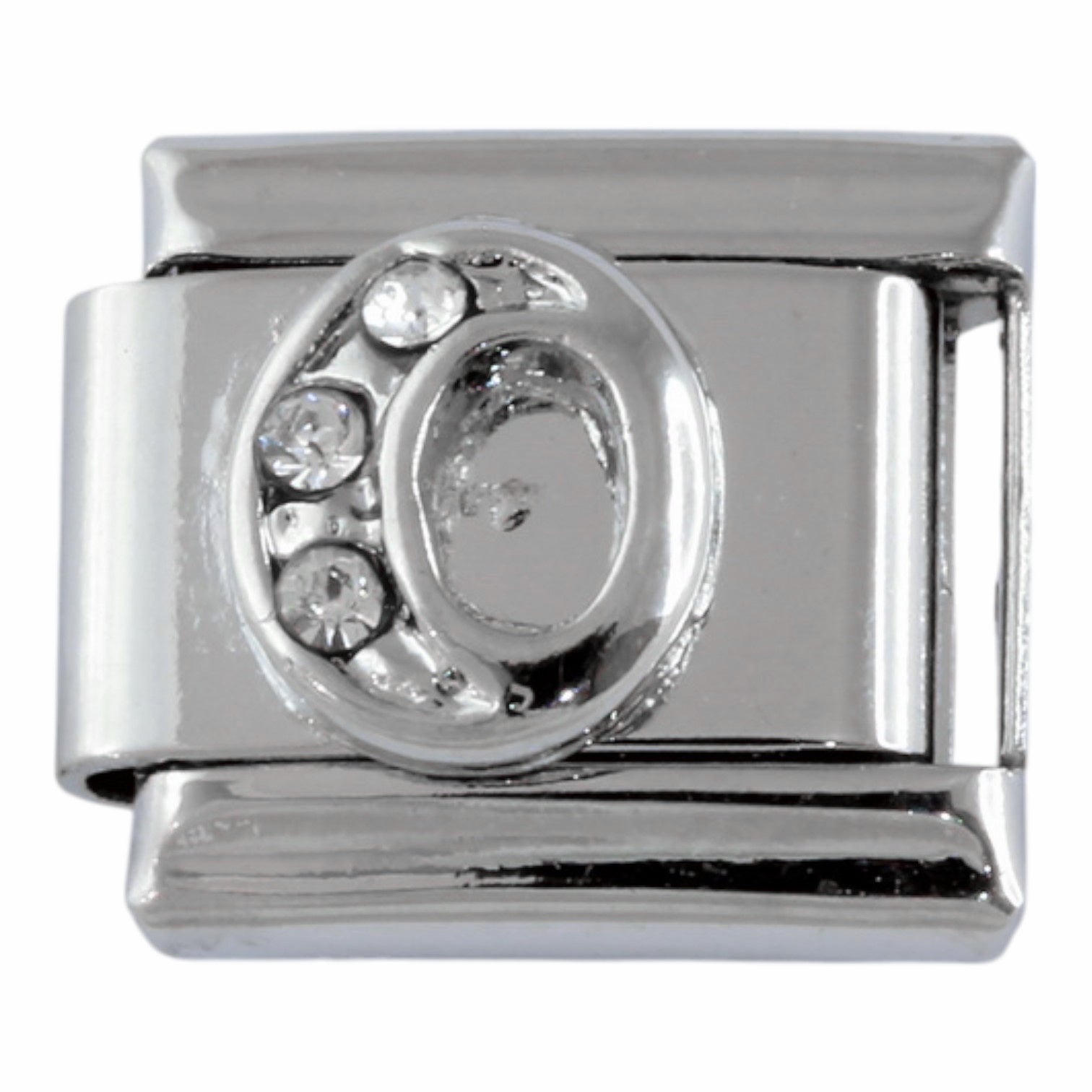 9mm Silver Letter O Charm