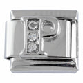 9mm Silver Letter P Charm