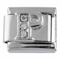 9mm Silver Letter P Charm