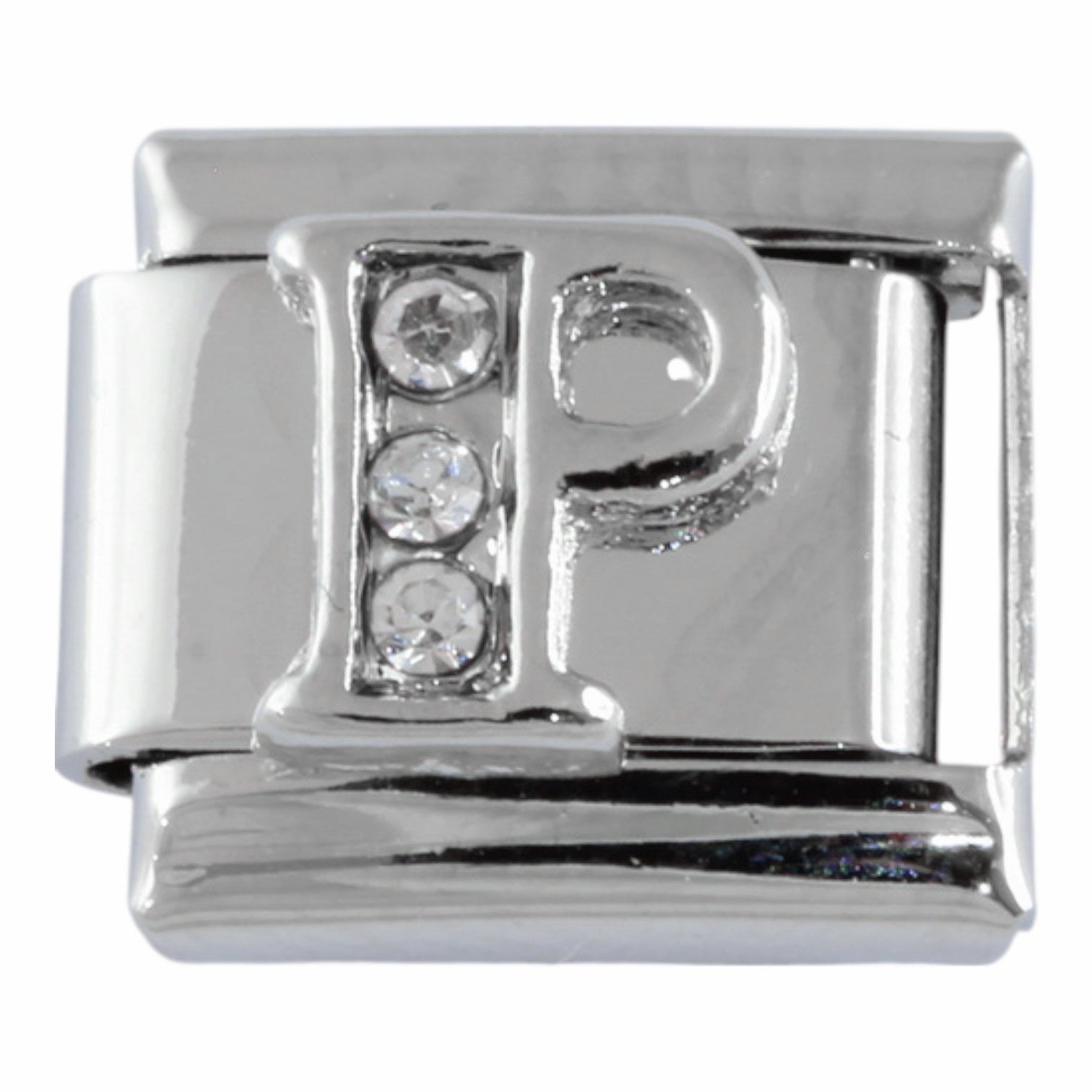 9mm Silver Letter P Charm