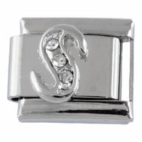 9mm Silver Letter S Charm
