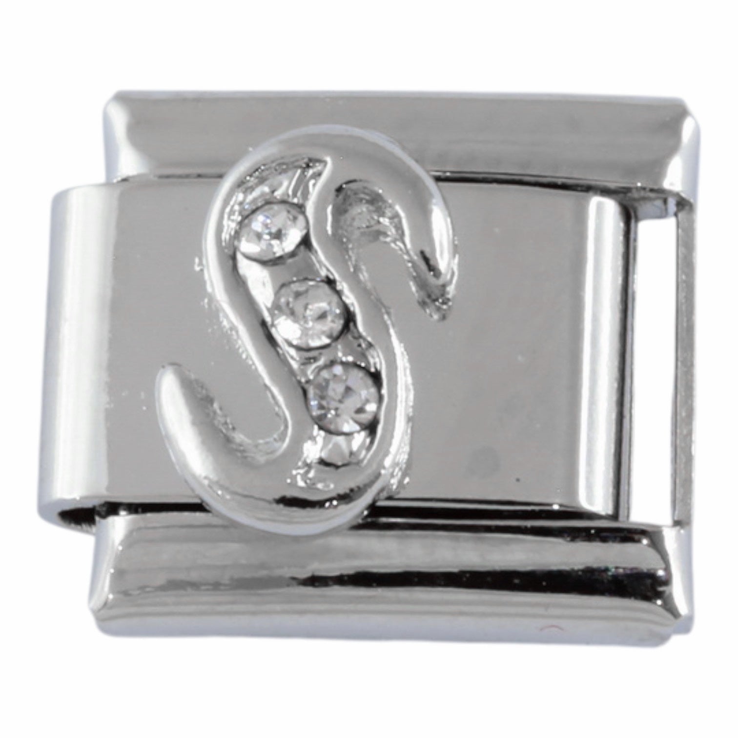 9mm Silver Letter S Charm