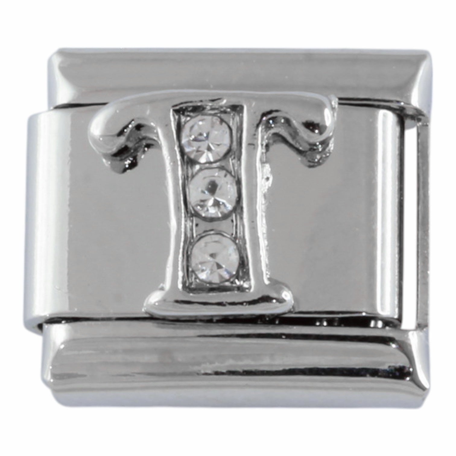 9mm Silver Letter T Charm