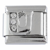 9mm Silver Letter U Charm