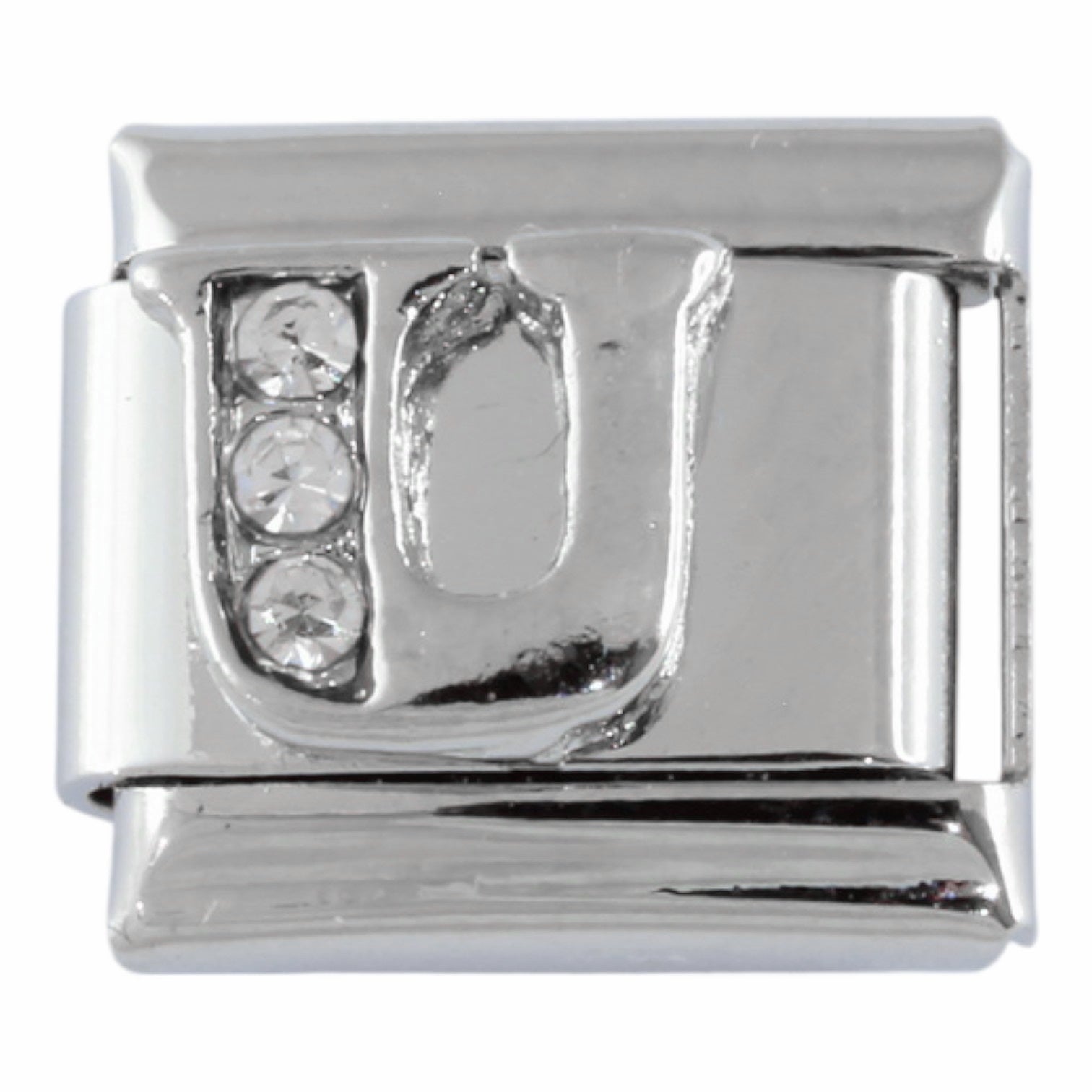 9mm Silver Letter U Charm