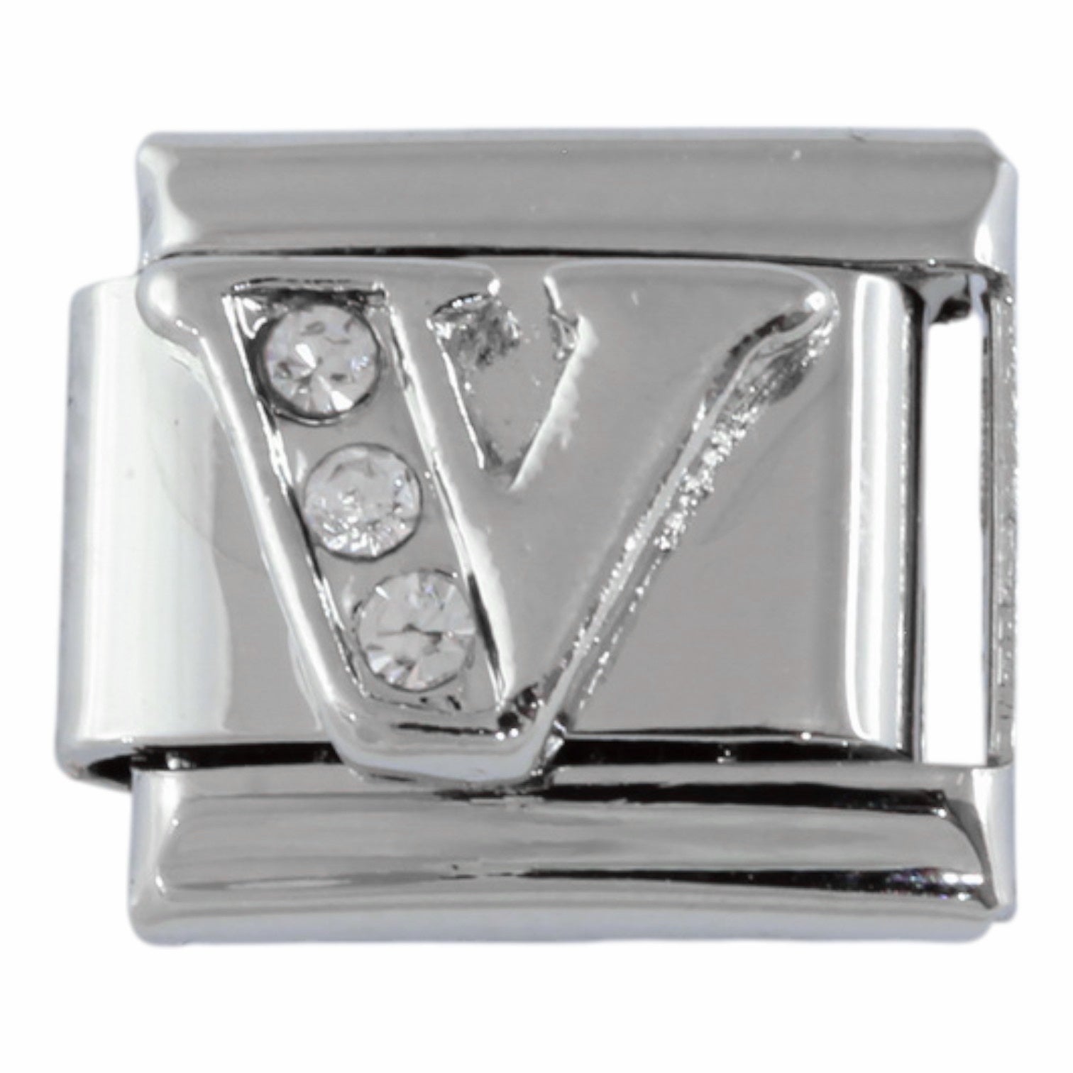 9mm Silver Letter V Charm
