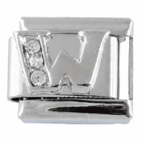 9mm Silver Letter W Charm