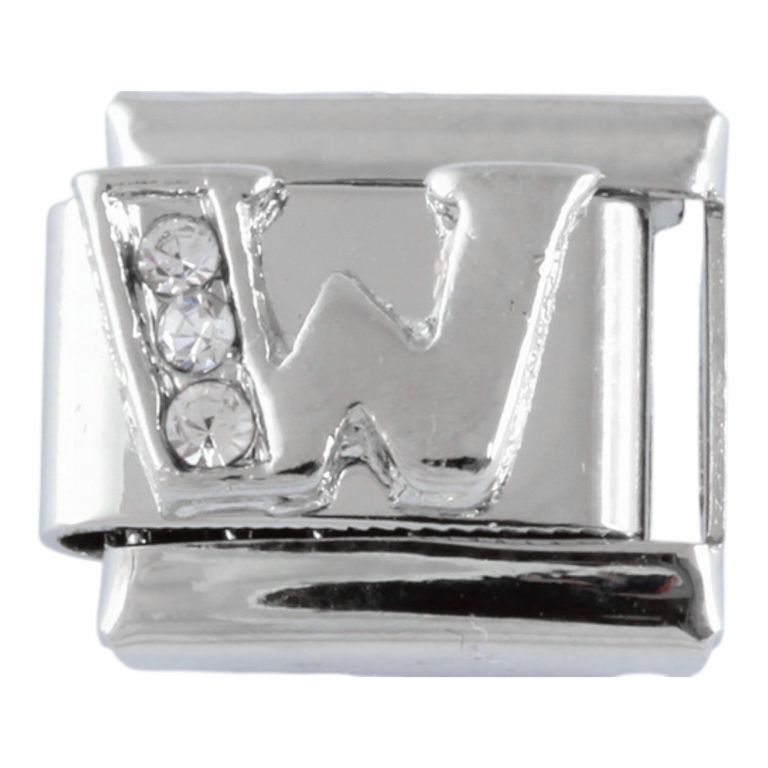 9mm Silver Letter W Charm