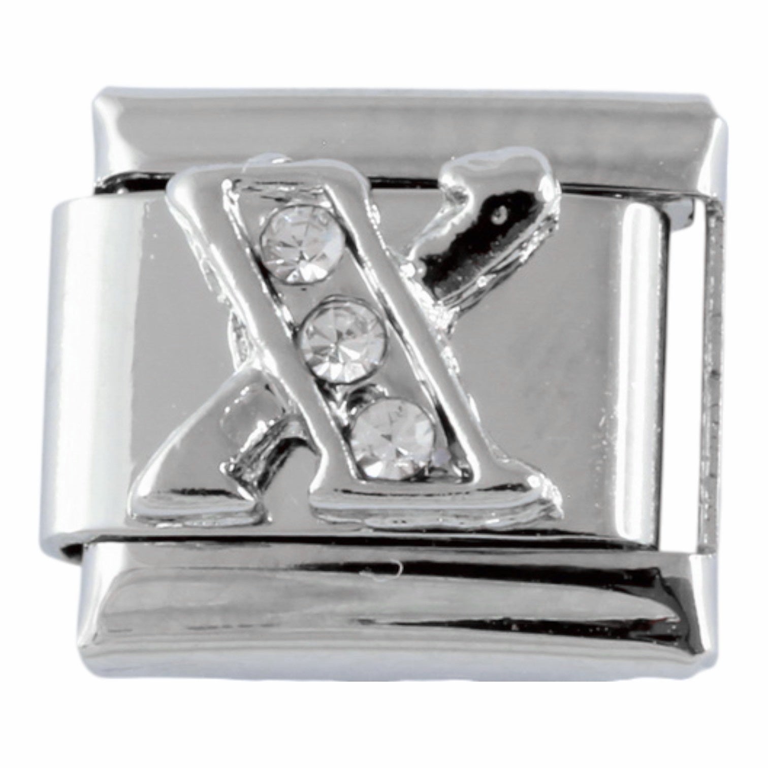 9mm Silver Letter X Charm