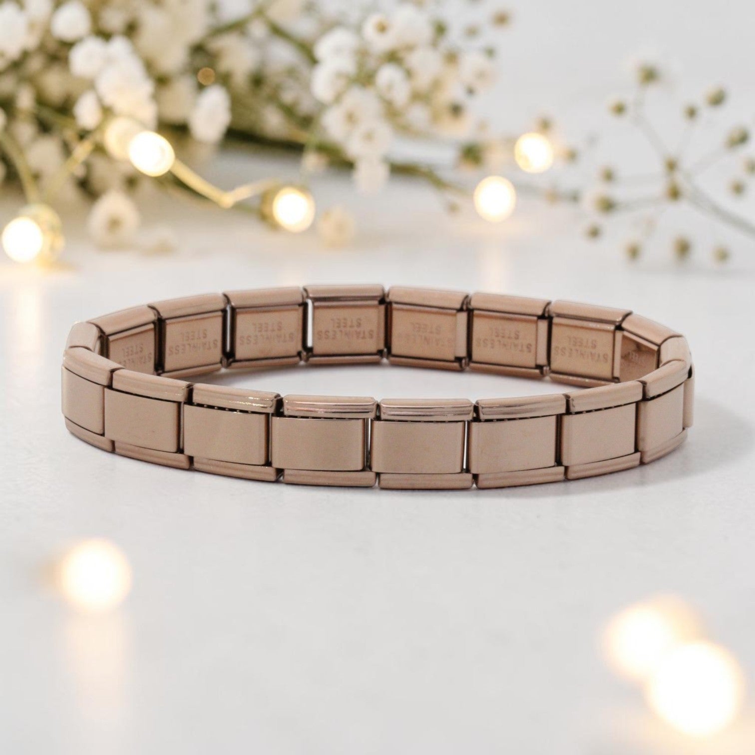 9mm Rose Gold Plated Italian Charm Starter Bracelet