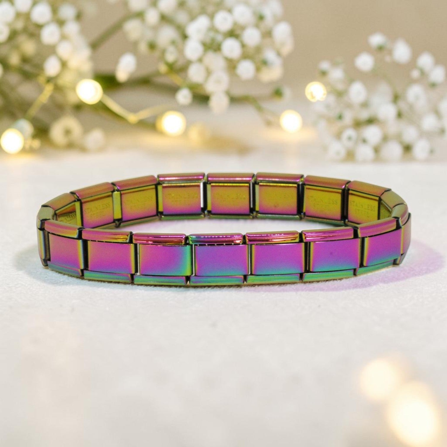 9mm Rainbow Plated Italian Charm Starter Bracelet