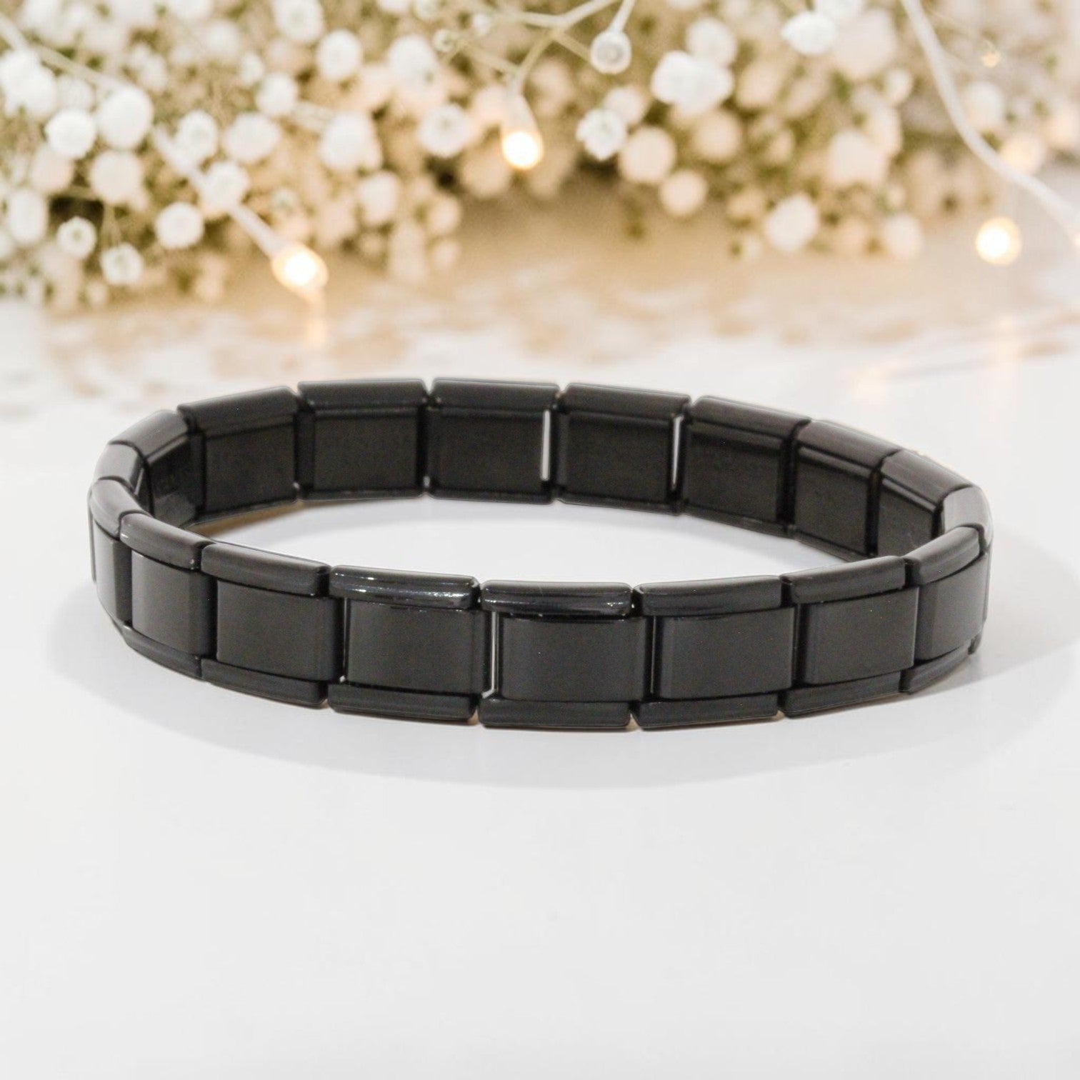 9mm Black Plated Italian Charm Starter Bracelet