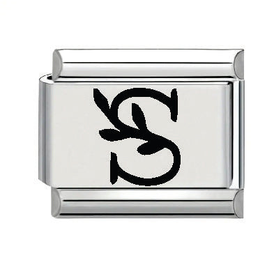 9mm Laser Italian Charm - Letter S