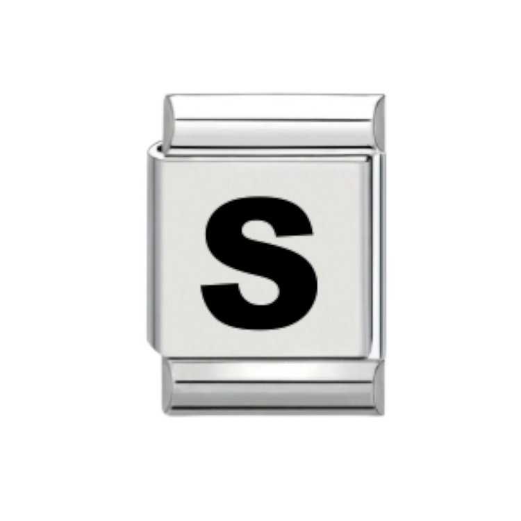 13mm Laser Italian Charm - Plain Letter S