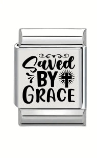 13mm Laser Engraved Charm - Saved by Grace
