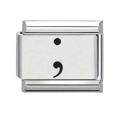 9mm Laser Italian Charm - Semicolon