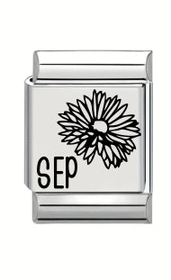 13mm Laser Italian Charm - September Flower