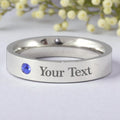 Stainless Steel Engraved Birthstone Ring - September