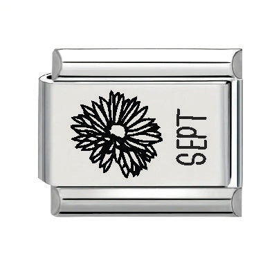 9mm Laser Italian Charm - September Flower