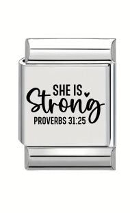 13mm Laser Engraved Charm - She is Strong