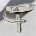 Adjustable Engraved Ring with Cross