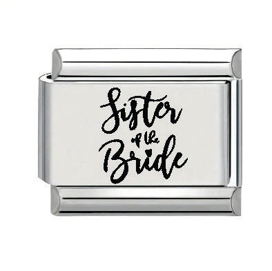 9mm Laser Italian Charm - Sister of the Bride