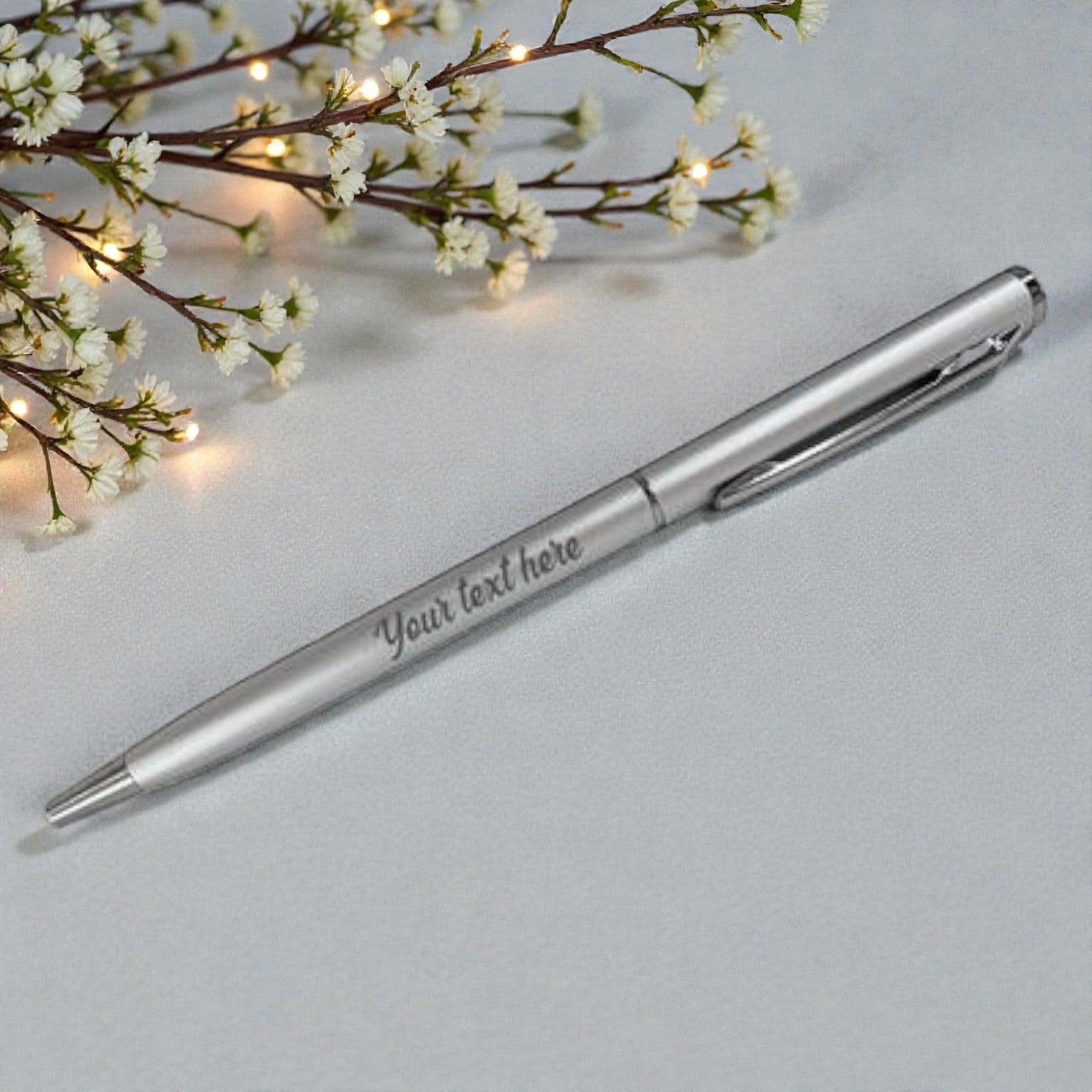 Slim Personalized Pen - Matte Silver*