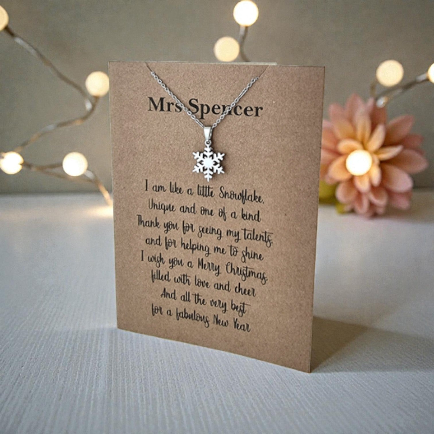 Snowflake Pendant & Chain - Card 458 (Click to personalize)